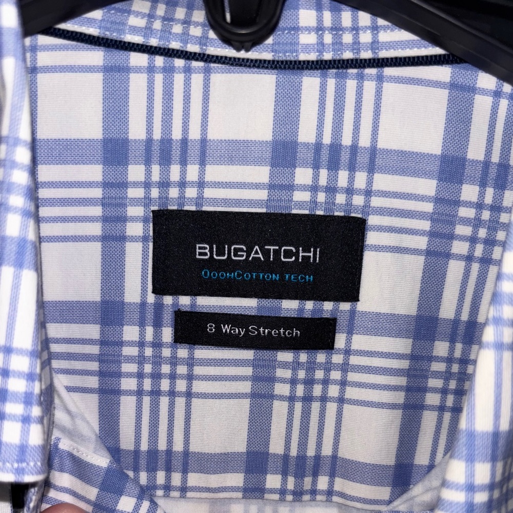 Bugatchi 8 Way Stretch Dress Shirt Mens M Shaped Fit Button Up - Picture 7 of 13
